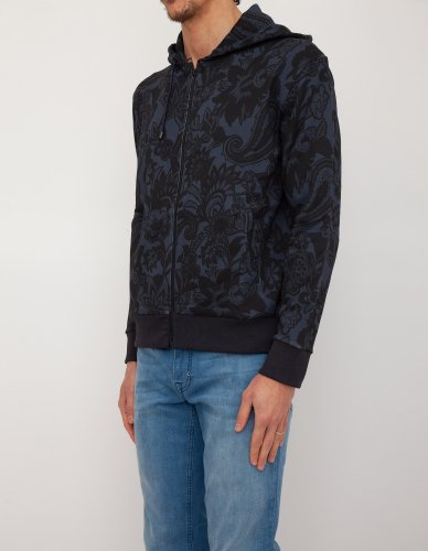 Чоловіча толстовка ETRO FELPA ZIP CAPPUCCIO BLU