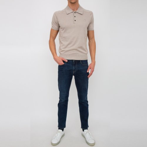 Чоловіче поло TRUSSARDI SWEATER POLO COTTON LINEN BLEND BEIGE
