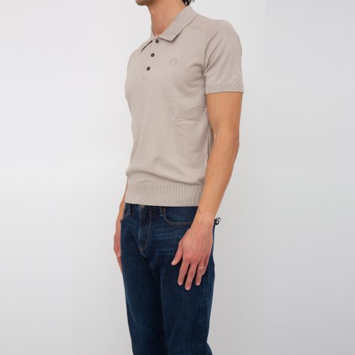 Чоловіче поло TRUSSARDI SWEATER POLO COTTON LINEN BLEND BEIGE
