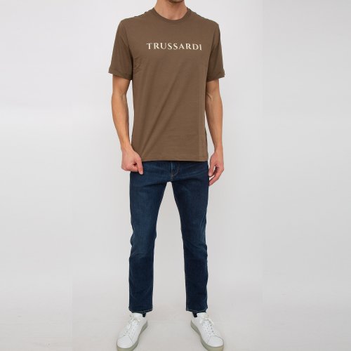 Чоловіча футболка TRUSSARDI T/SHIRT LETTERING PRINT COTTON JERSEY 30/1 VERDE
