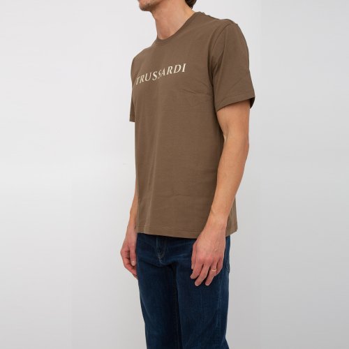 Чоловіча футболка TRUSSARDI T/SHIRT LETTERING PRINT COTTON JERSEY 30/1 VERDE