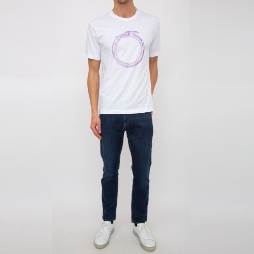 Чоловіча футболка TRUSSARDI T-SHIRT GREYHOUND HEATMAP PRINT COTTON JERSEY 30/1 BIANCO