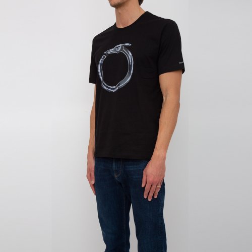 Чоловіча футболка TRUSSARDI  T-SHIRT GREYHOUND HEATMAP PRINT COTTON JERSEY 30/1 NERO