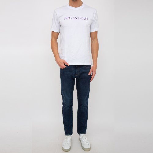 Чоловіча футболка TRUSSARDI T-SHIRT HEATMAP LETTERING PRINT COTTON JERSEY 30/1 BIANCO