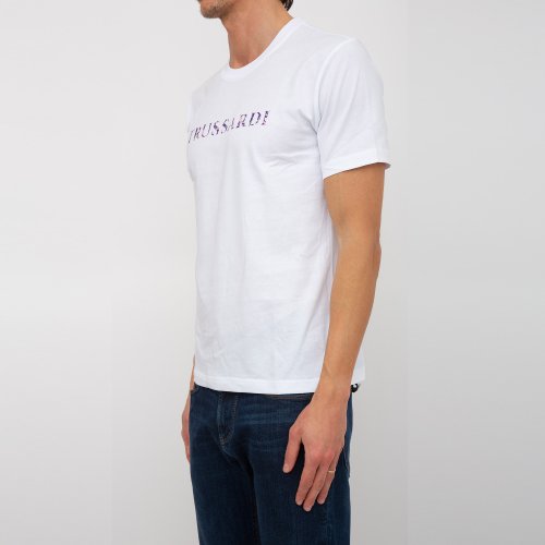 Чоловіча футболка TRUSSARDI T-SHIRT HEATMAP LETTERING PRINT COTTON JERSEY 30/1 BIANCO