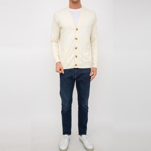 Чоловічий кардиган PAOLO PECORA Maglia Cardigan AVORIO
