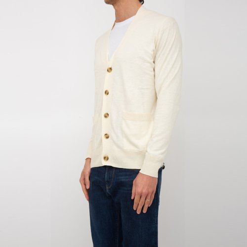 Чоловічий кардиган PAOLO PECORA Maglia Cardigan AVORIO