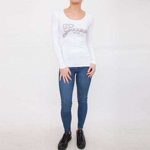 Женская футболка GUESS JEANS TSHIRT MANICA LUNGA BIANCO