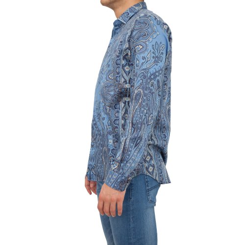 Мужская рубашка с длинным рукавом ETRO CAMICIA ETRO SPREAD PLACED BLU