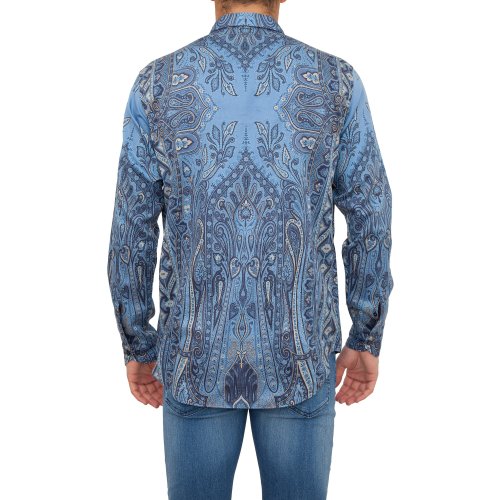 Мужская рубашка с длинным рукавом ETRO CAMICIA ETRO SPREAD PLACED BLU