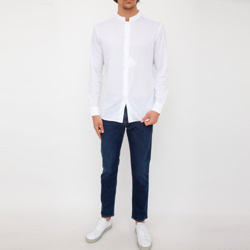 Чоловіча сорочка з довгим рукавом PAOLO PECORA Camicia Jersey BIANCO