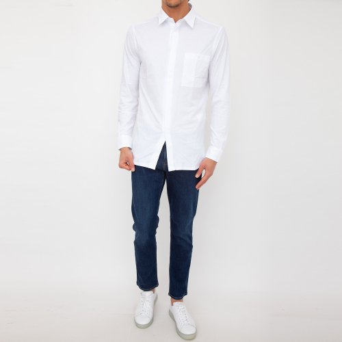 Мужская рубашка с длинным рукавом PAOLO PECORA Camicia Jersey BIANCO