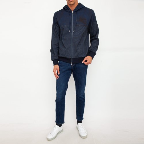 Чоловіча толстовка ETRO FELPA CAPPUCCIO BLU